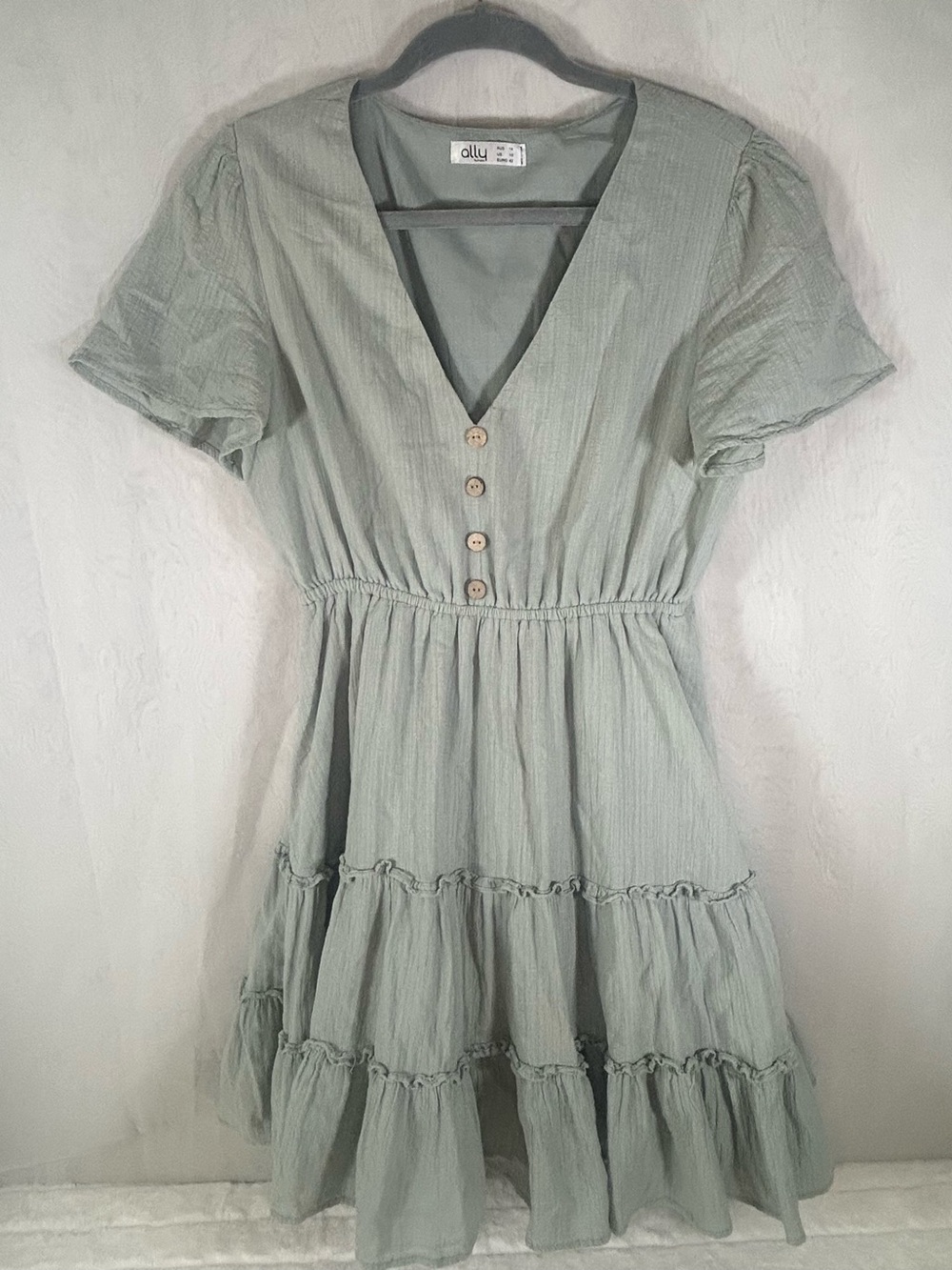 Ally Fashion Sage Green Tiered Mini Dress 10